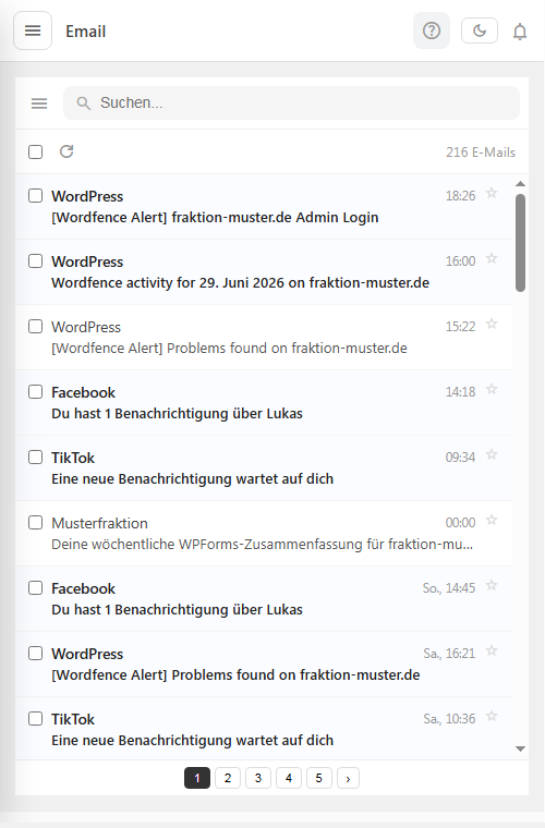 Integriertes E-Mail-Postfach